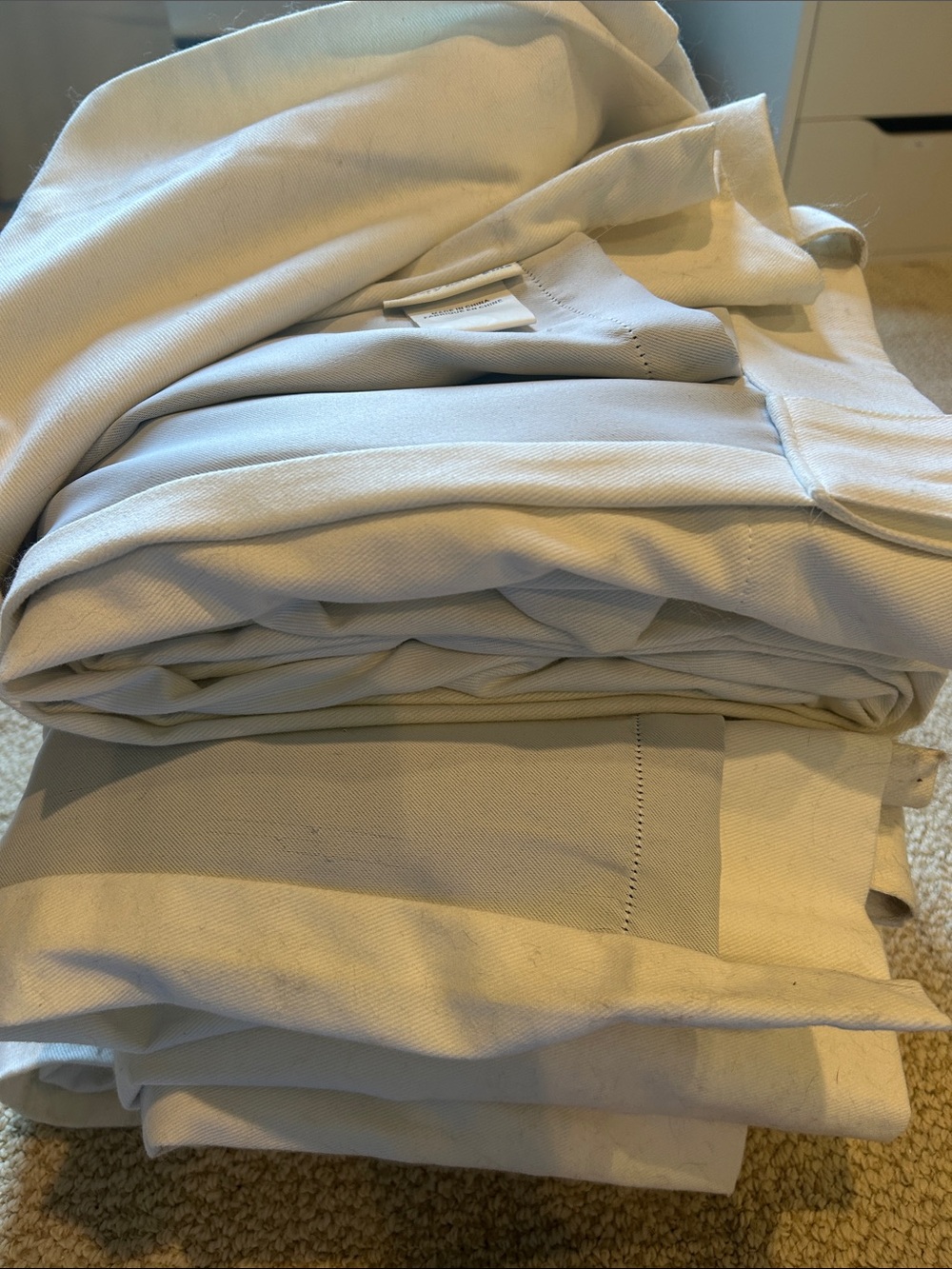 Four Pottery Barn Kids White 100% Cotton Canvas Blackout Curtains, 44x84”